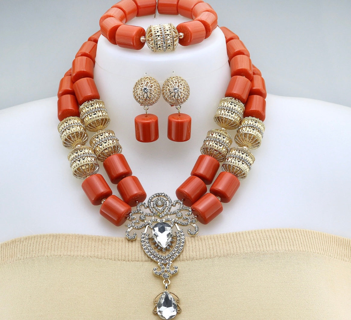 3 Piece High Quality African Fashion Coral Beads