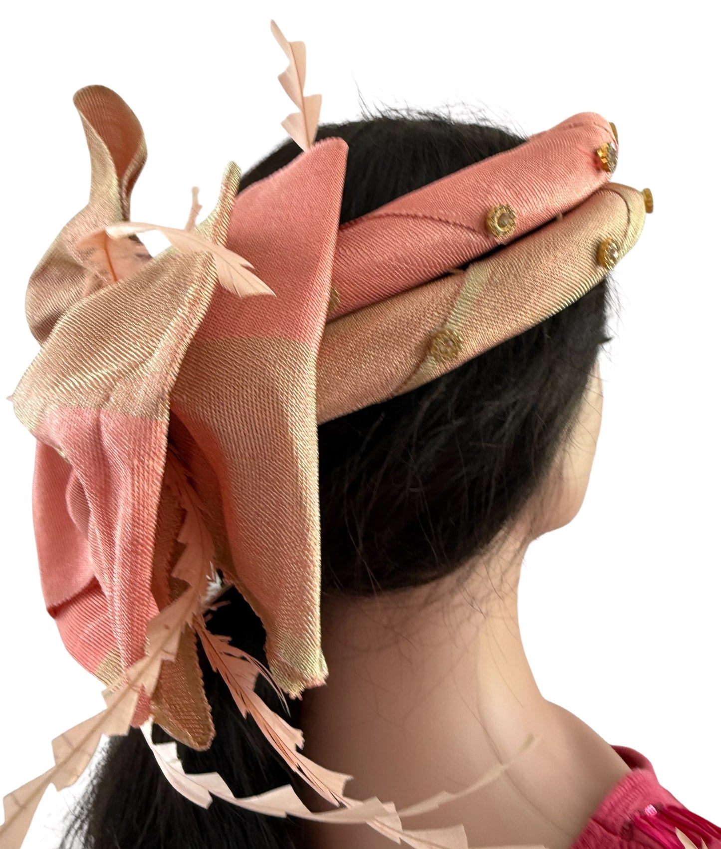 Peach Aso Oke Autogele with Bow Tie