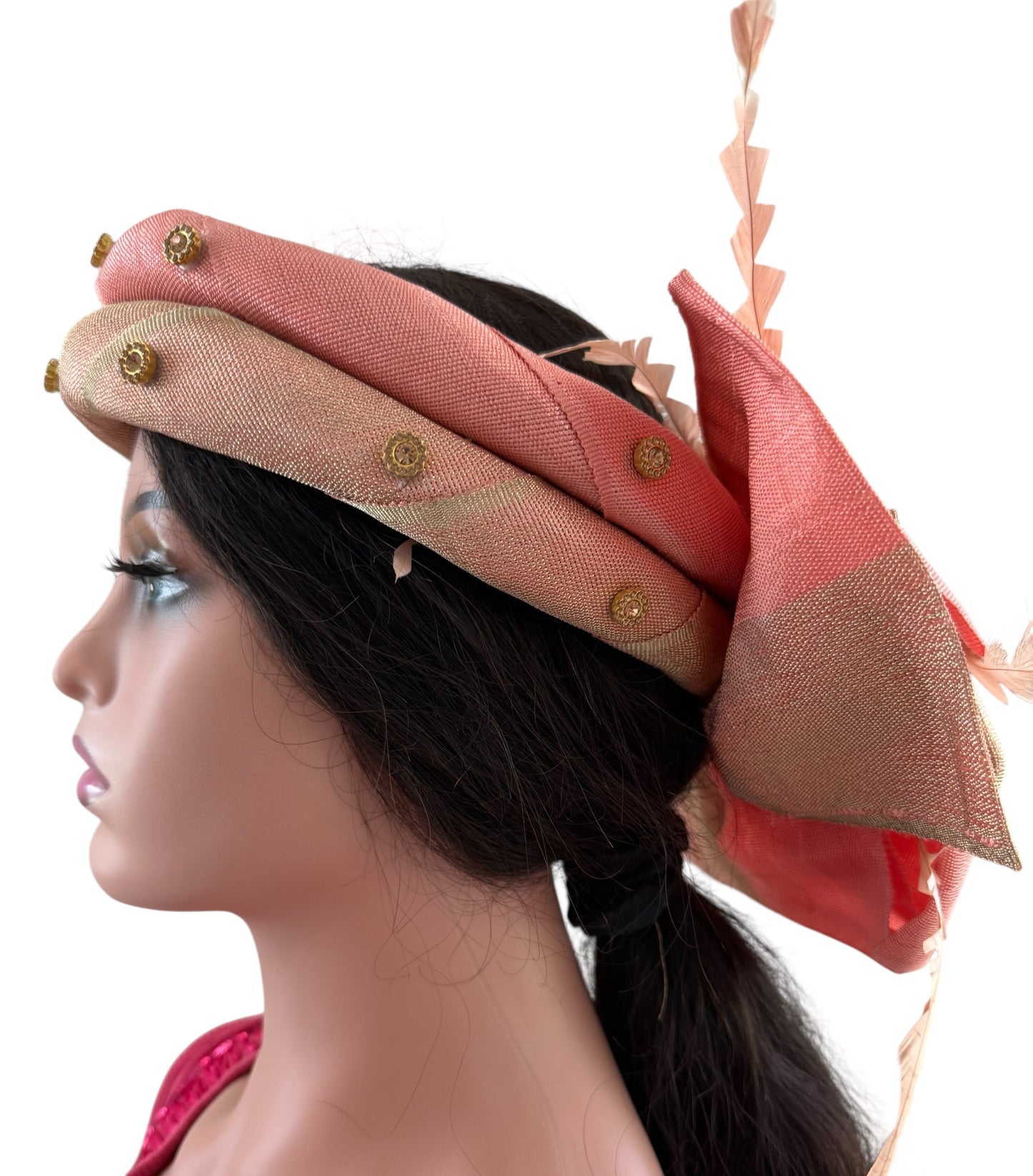 Peach Aso Oke Autogele with Bow Tie