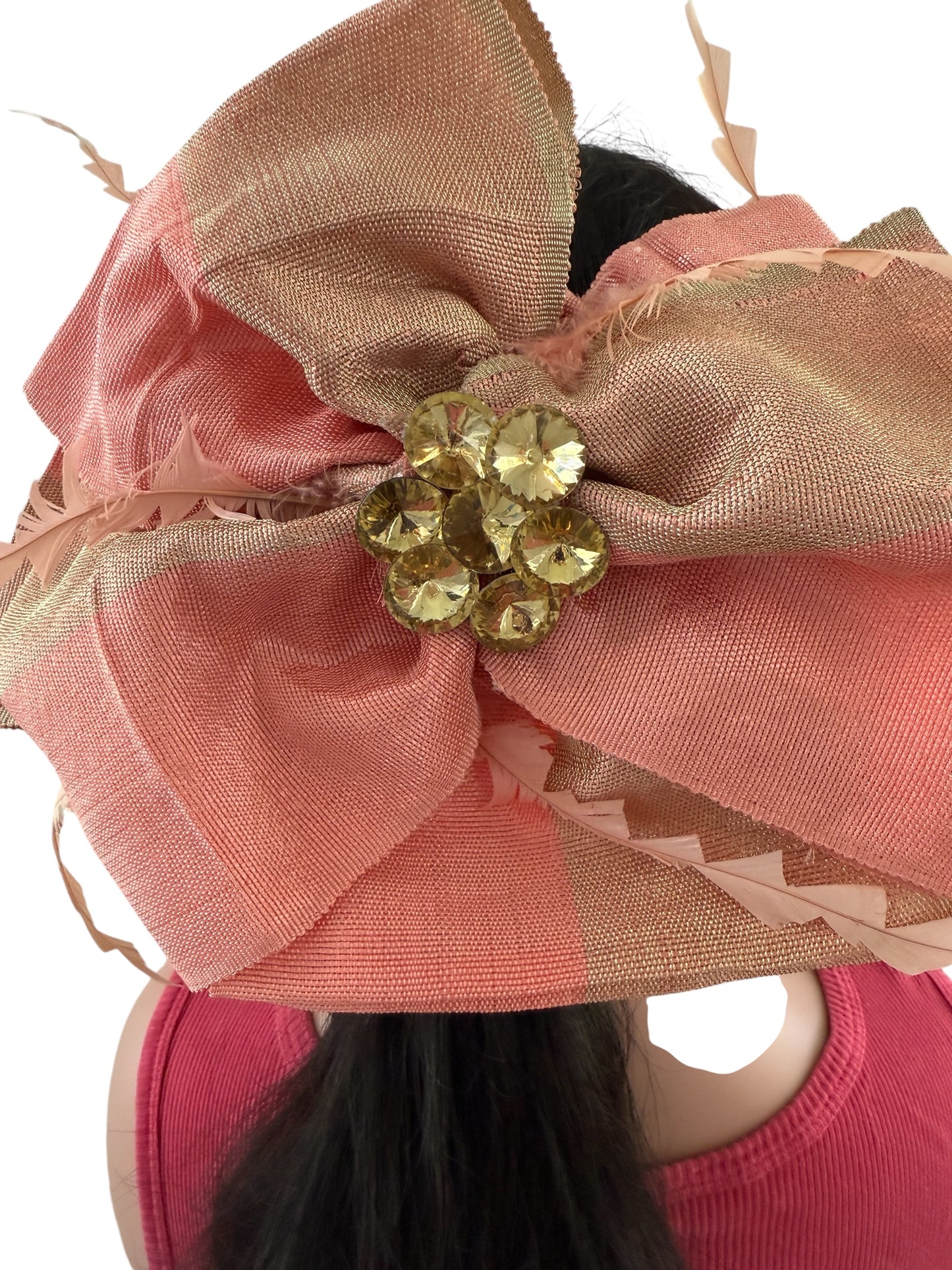 Peach Aso Oke Autogele with Bow Tie