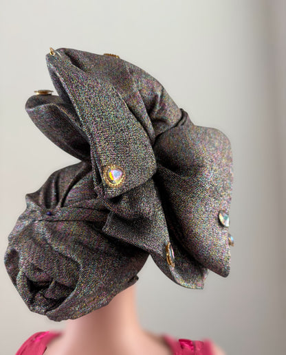 Brown Glitter Nigerian Auto Gele