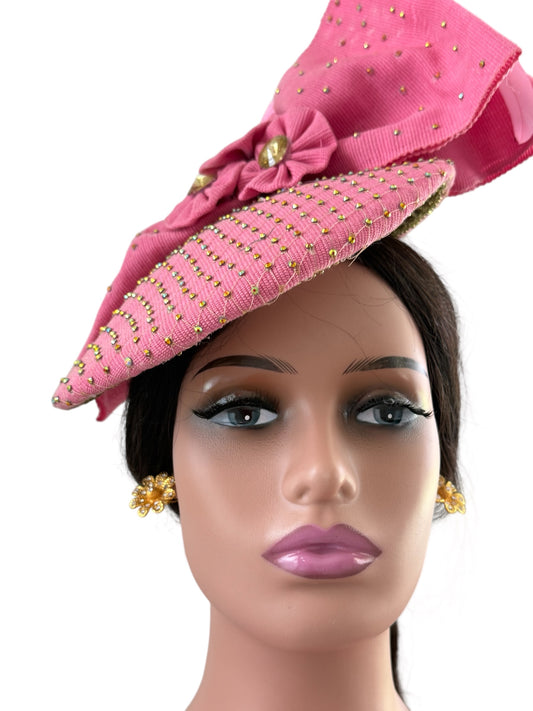 Light Pink Aso Oke Auto Gele