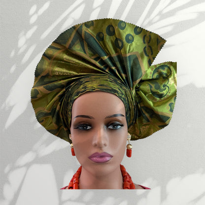 Green Sego Nigerian Auto Gele