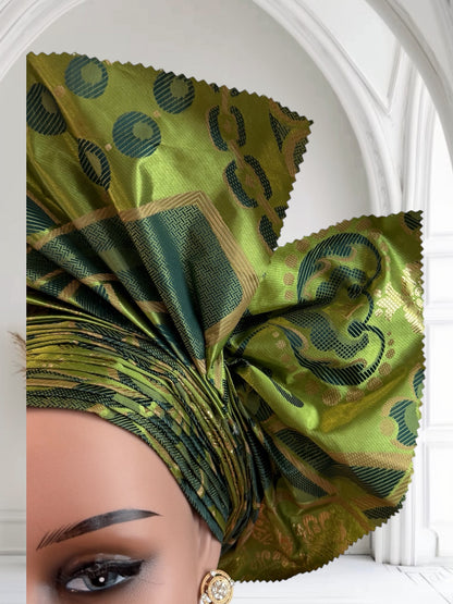 Green Sego Nigerian Auto Gele