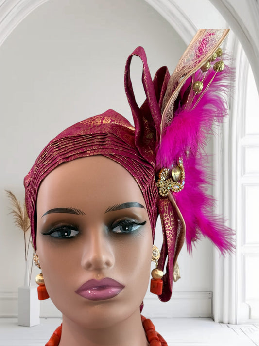 Fuschia Pink Sego Auto Gele