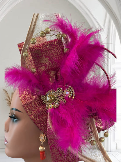 Fuschia Pink Sego Auto Gele