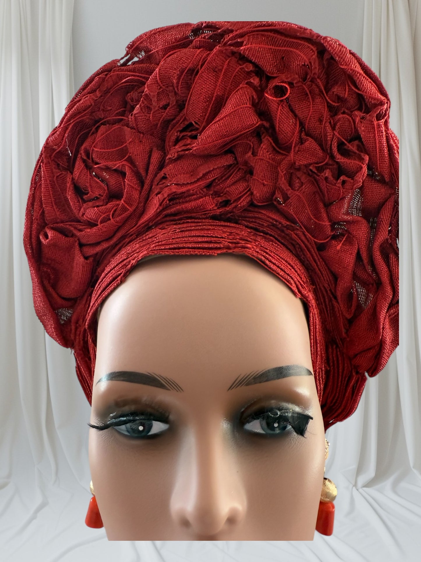 Elegant Maroon Aso Oke Autogele