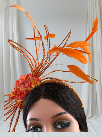 Elegant Orange Color Fascinator