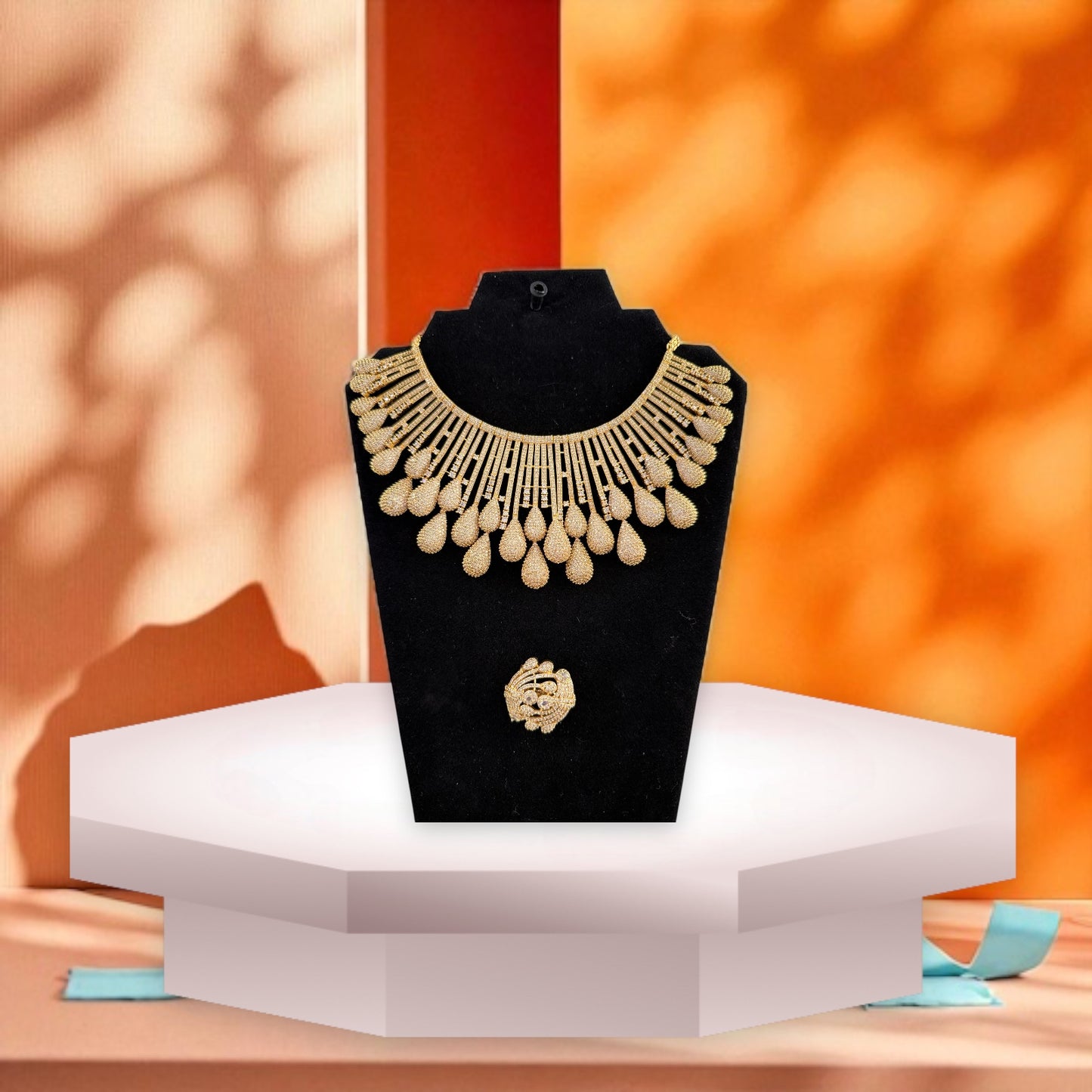 Regal Radiance: Indian Gold-Plated 4-in-1 Jewelry Set