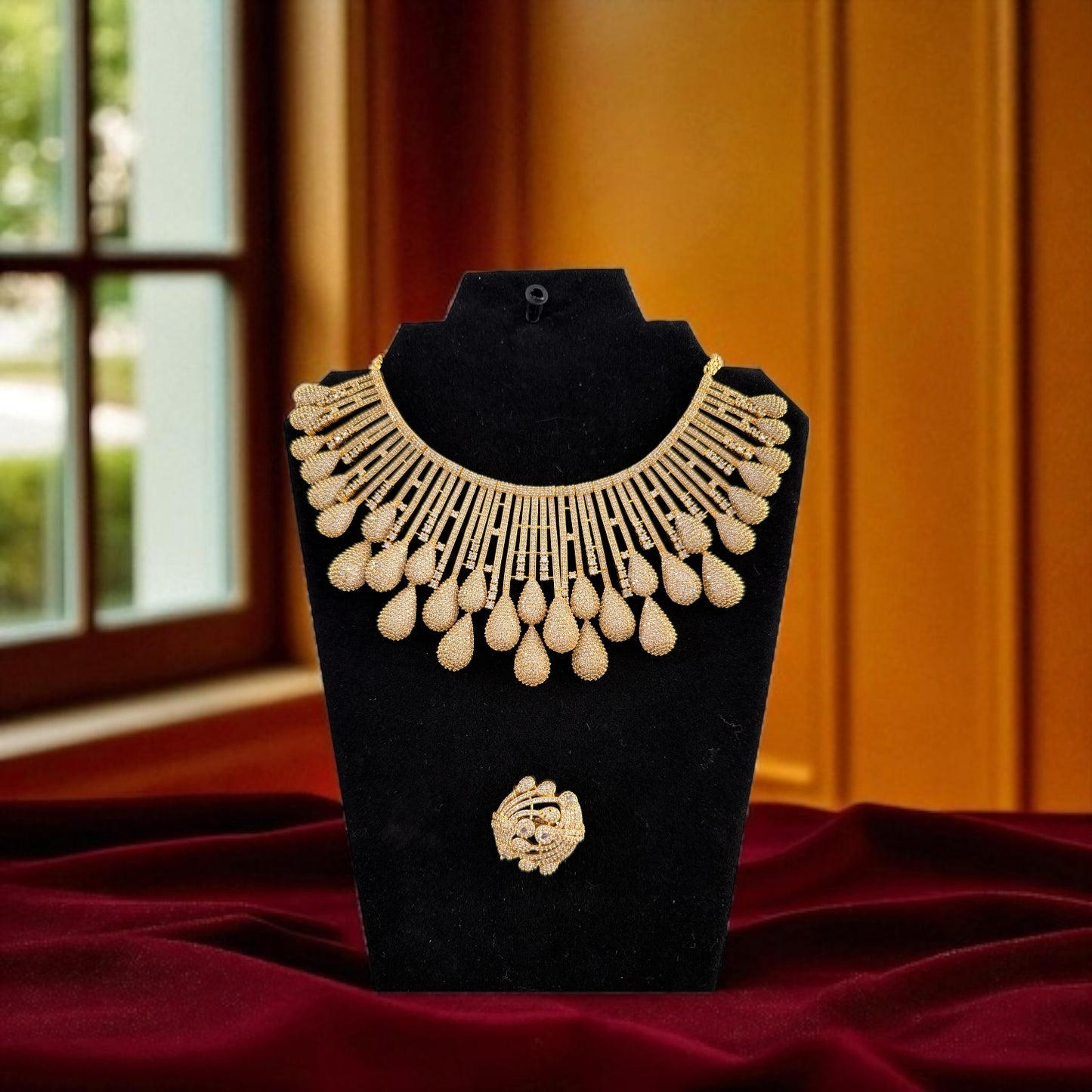 Regal Radiance: Indian Gold-Plated 4-in-1 Jewelry Set