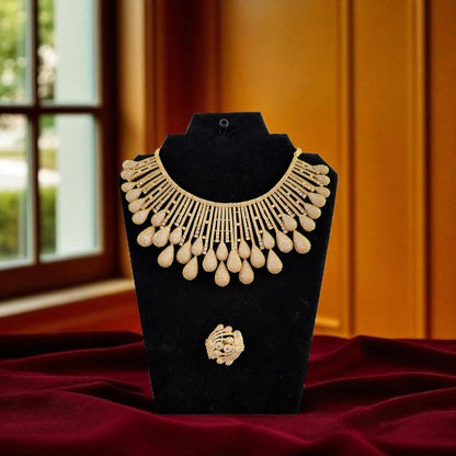 Regal Radiance: Indian Gold-Plated 4-in-1 Jewelry Set