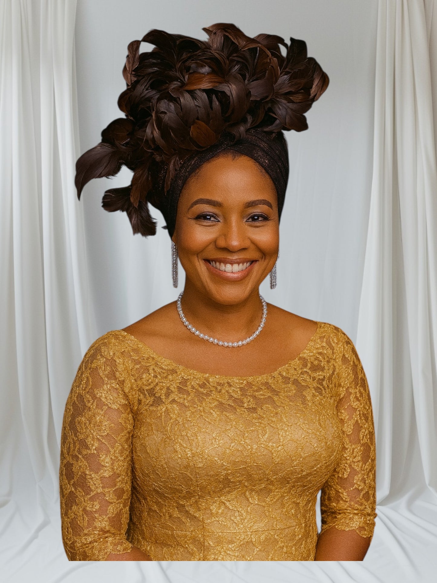 CRZ Elegant Turban Fascinator Embellished With Feathers