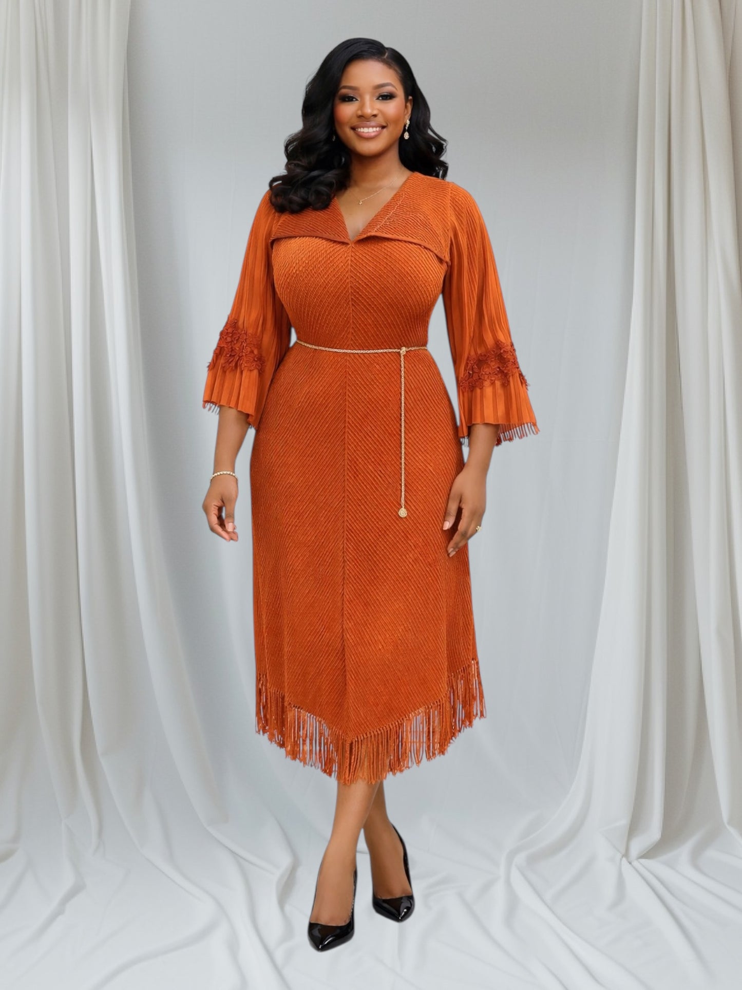 CRZ Miyaki Tassel Slimming Dress SH-0244