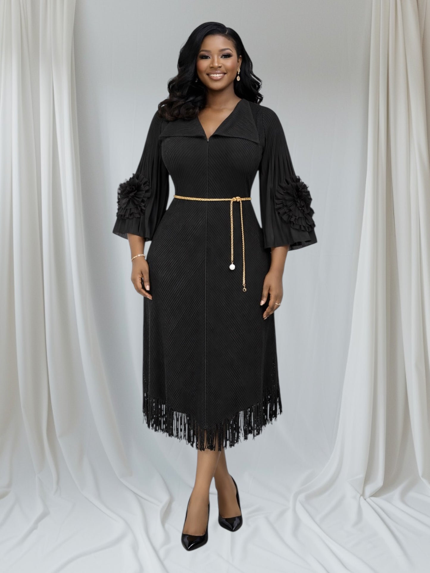 CRZ Miyaki Tassel Slimming Dress SH-0244