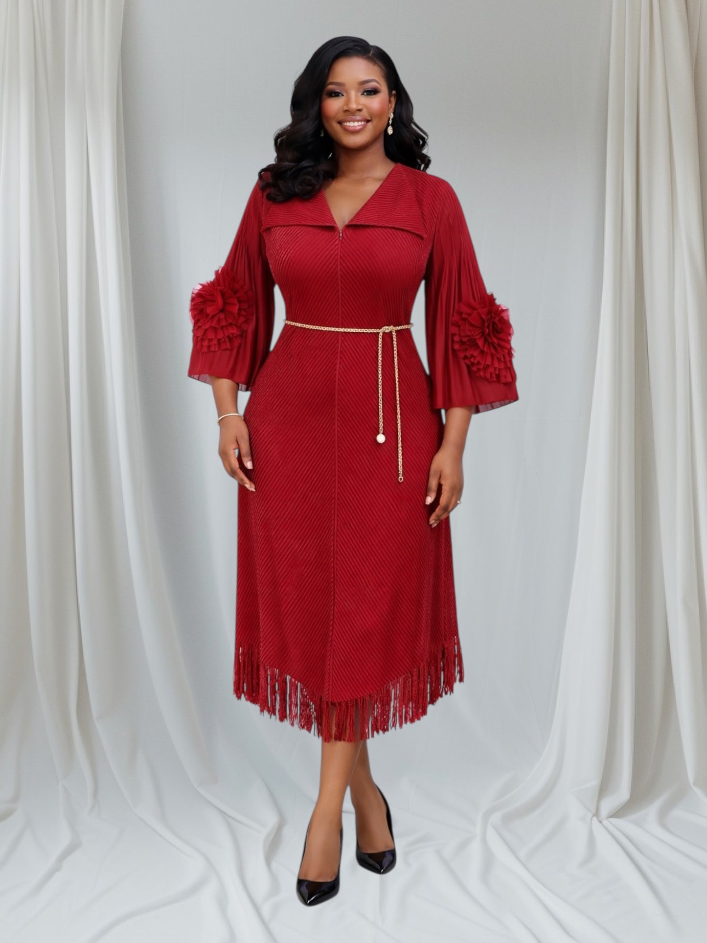 CRZ Miyaki Tassel Slimming Dress SH-0244