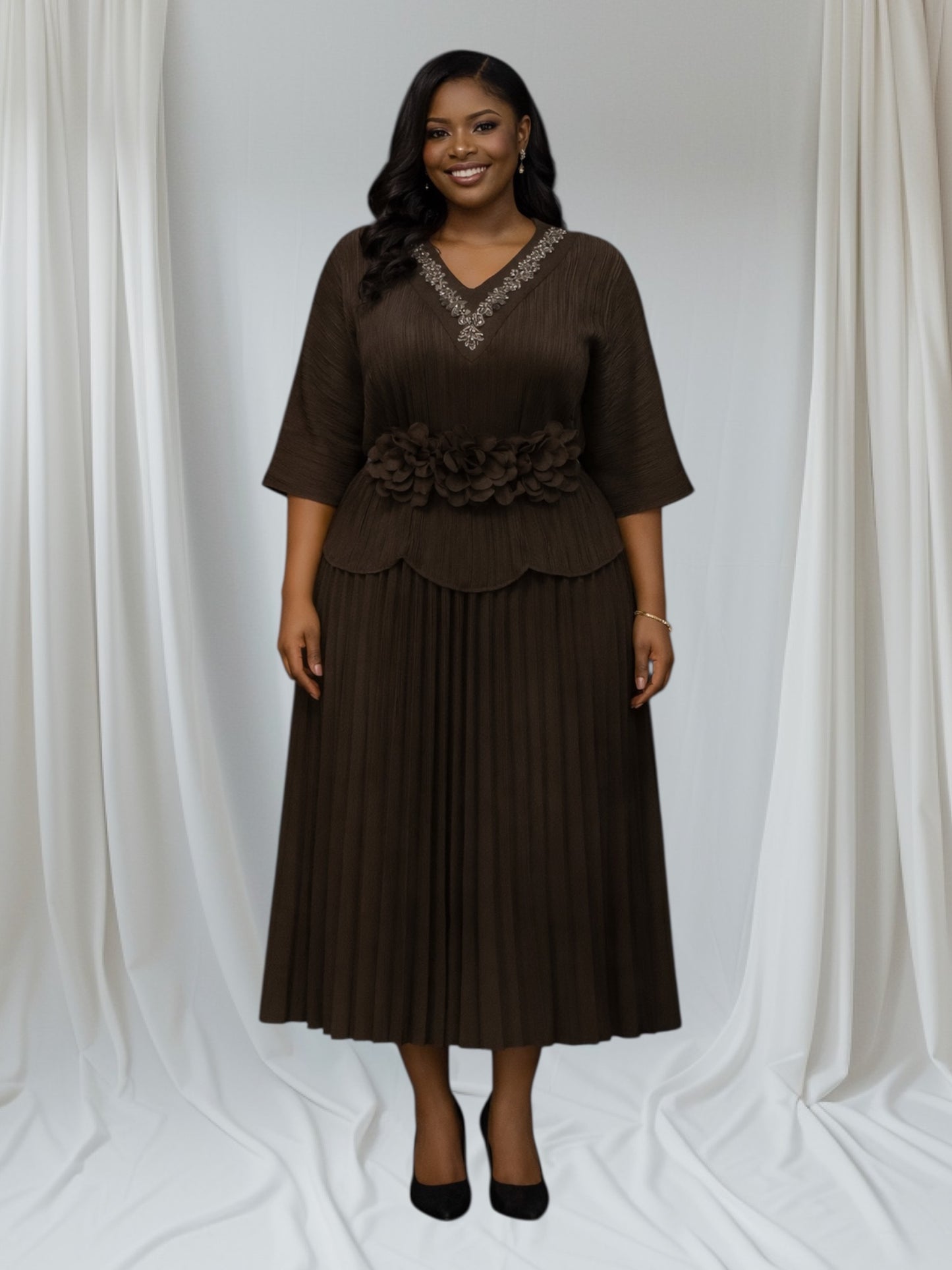 CRZ Miyaki Pleated Gown 01234