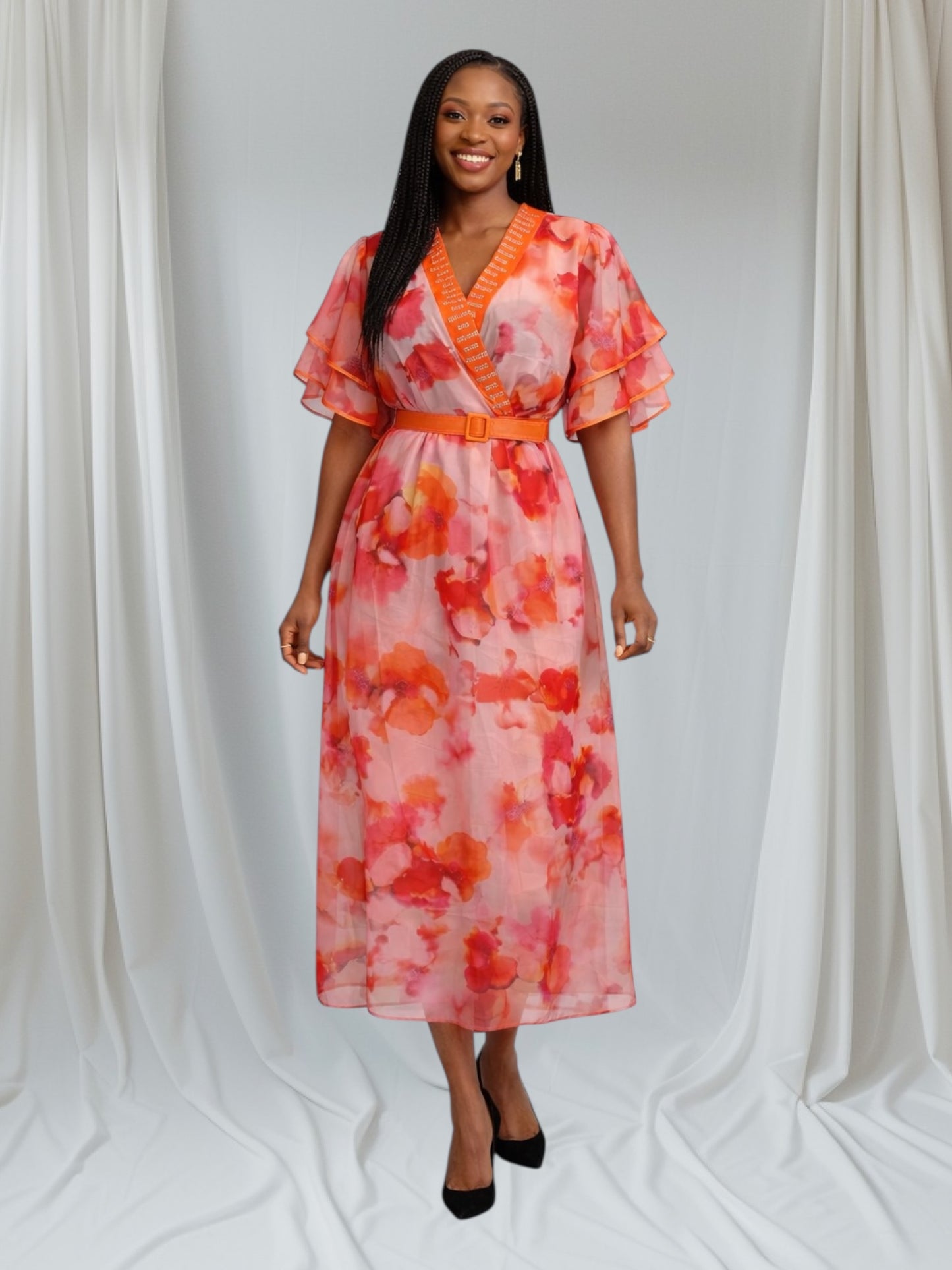 CRZ Multicolor Floral Chiffon Dress