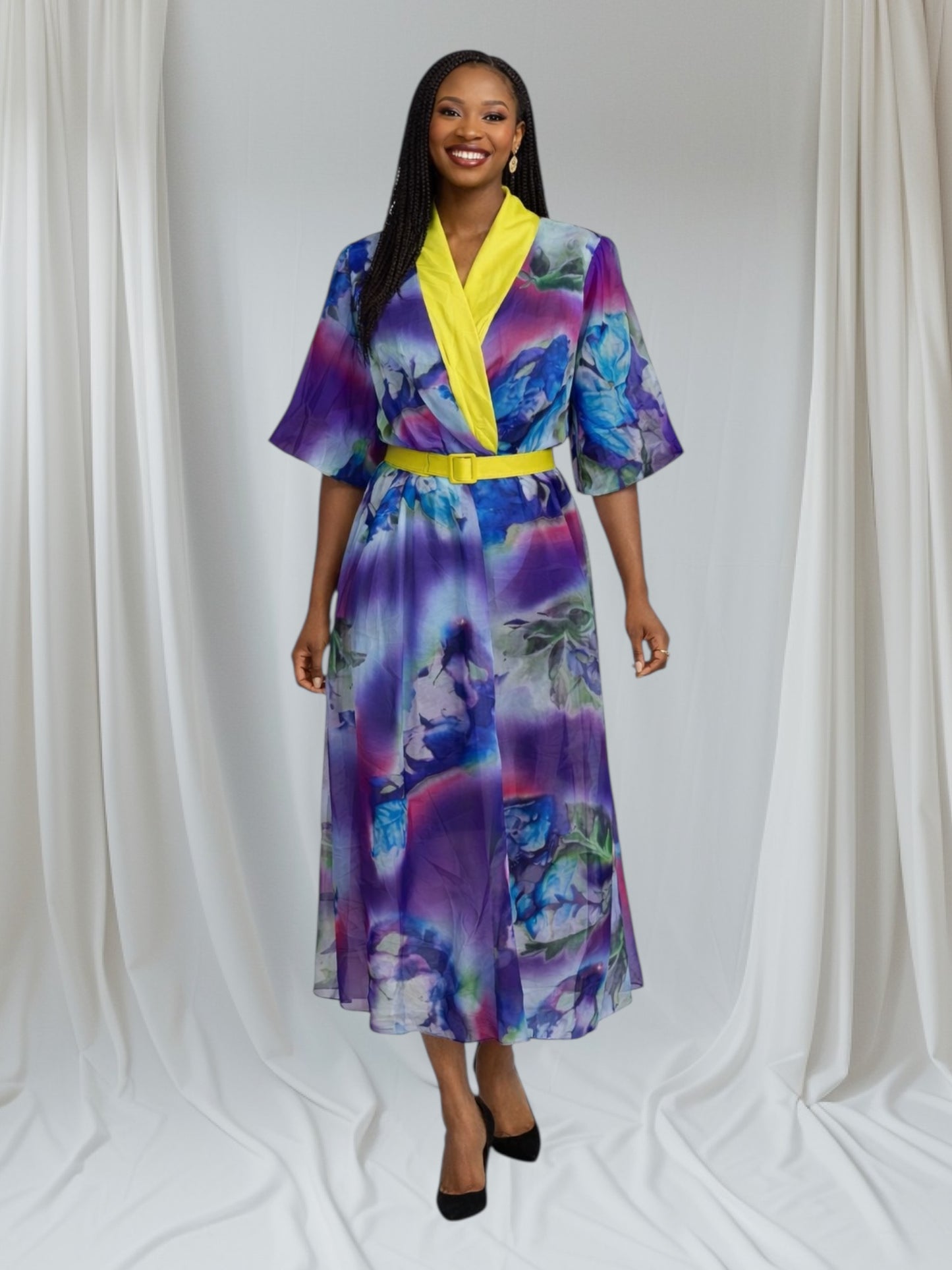 CRZ Multicolor Floral Chiffon Dress