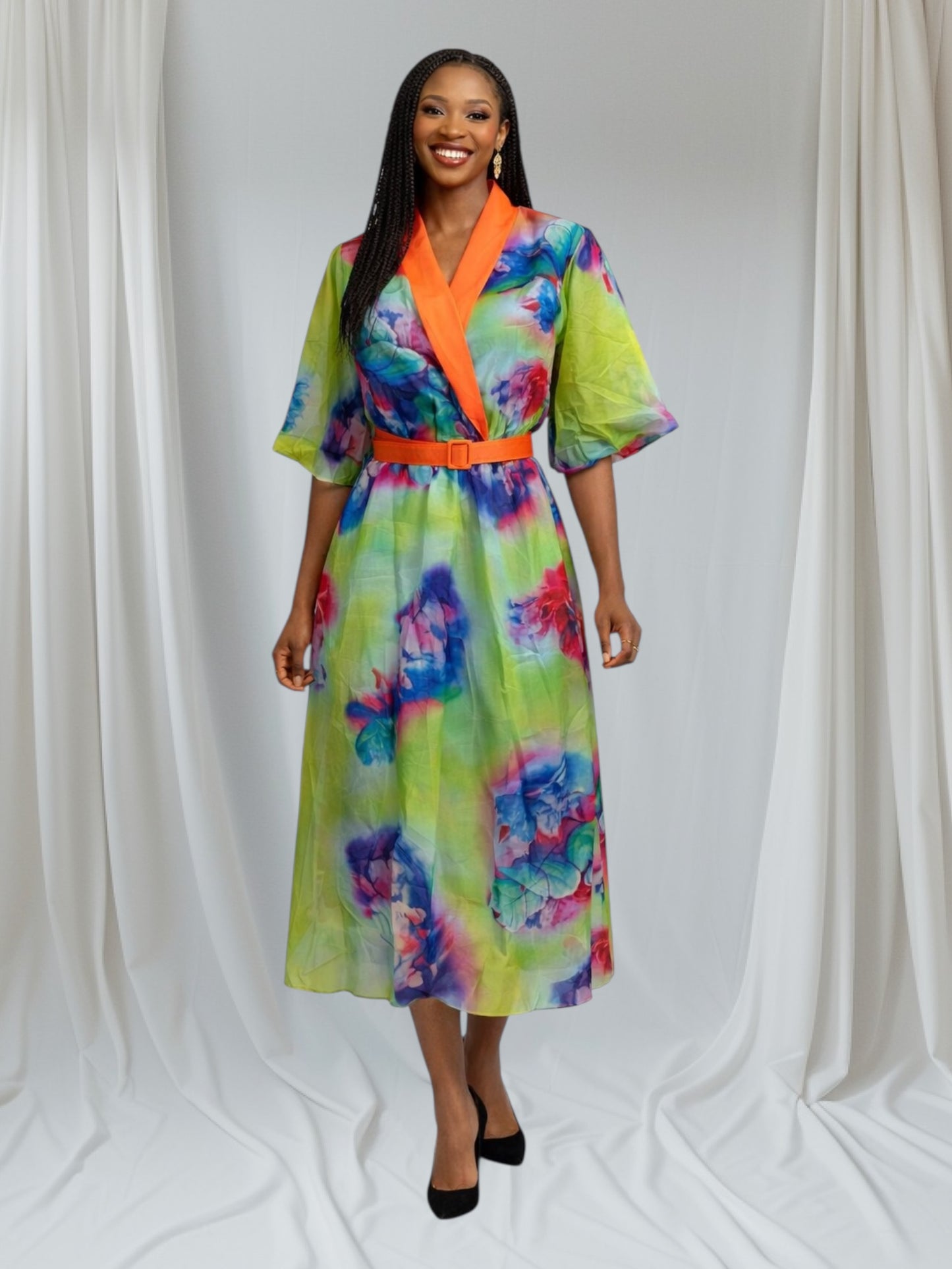 CRZ Multicolor Floral Chiffon Dress