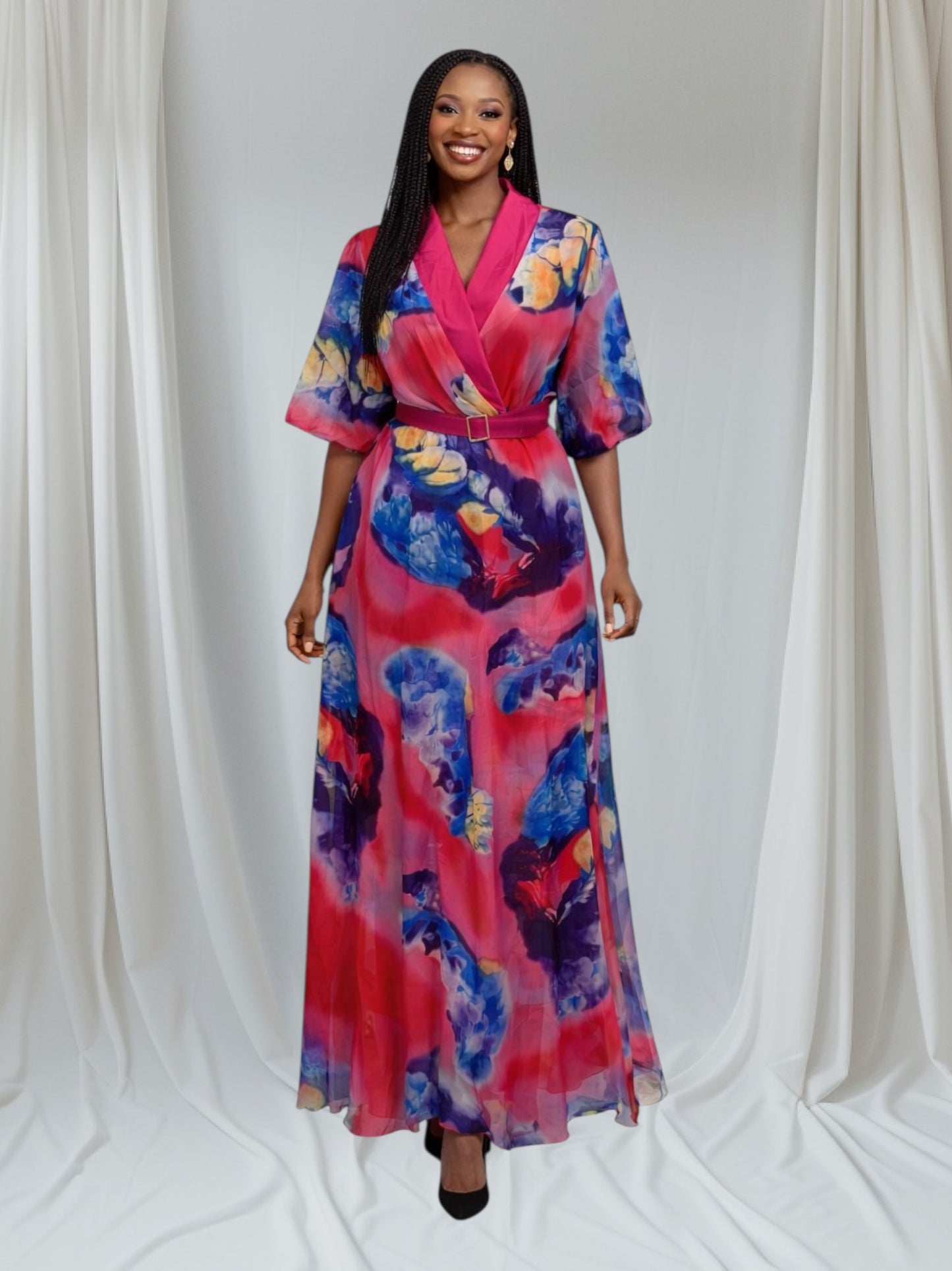 CRZ Multicolor Floral Chiffon Dress
