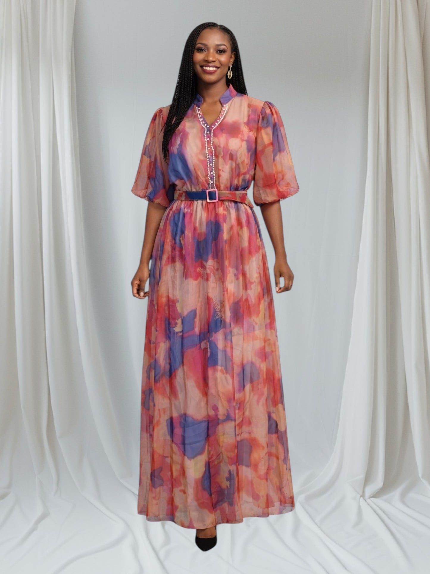 CRZ Multicolor Floral Chiffon Dress
