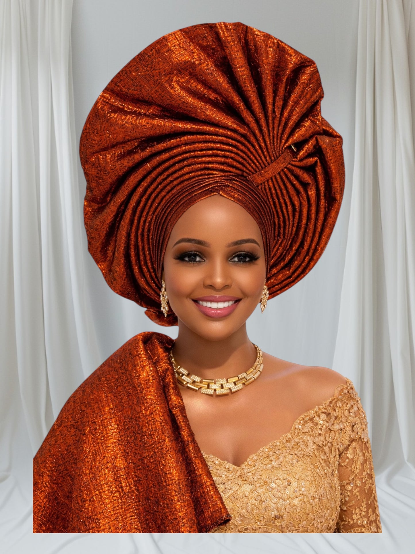 CRZ 2-in-1 Damask Brocade Auto Gele Set