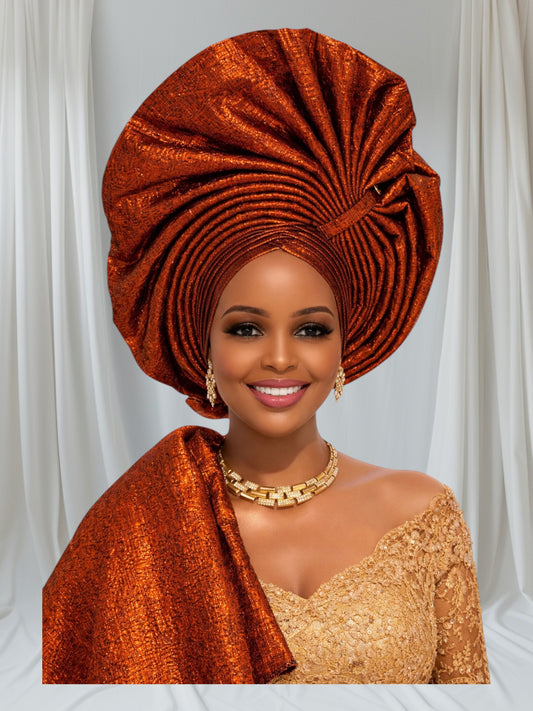 CRZ 2-in-1 Damask Brocade Auto Gele Set