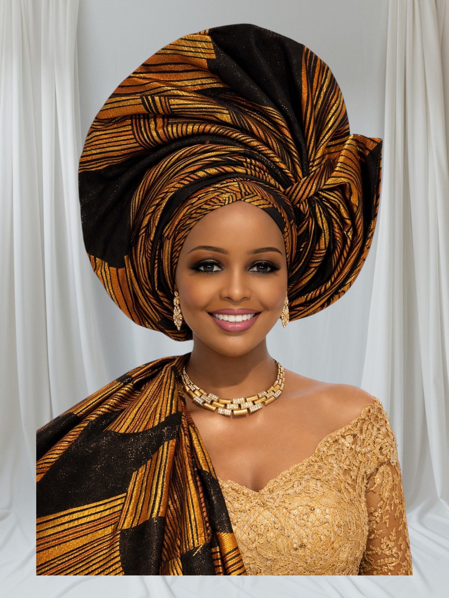 CRZ 2-in-1 Damask Brocade Auto Gele Set