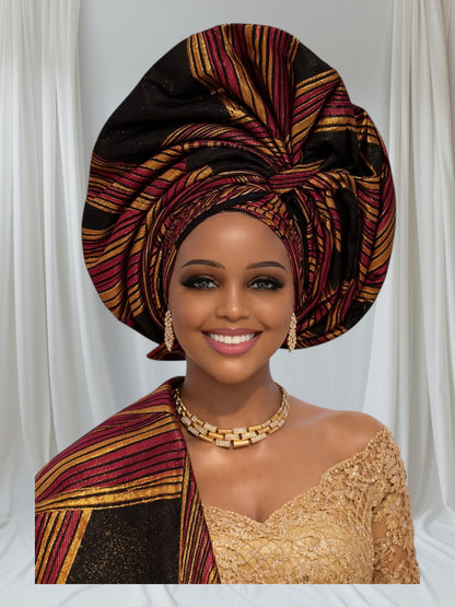 CRZ 2-in-1 Damask Brocade Auto Gele Set