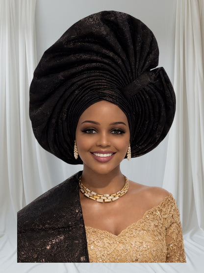 CRZ 2-in-1 Damask Brocade Auto Gele Set