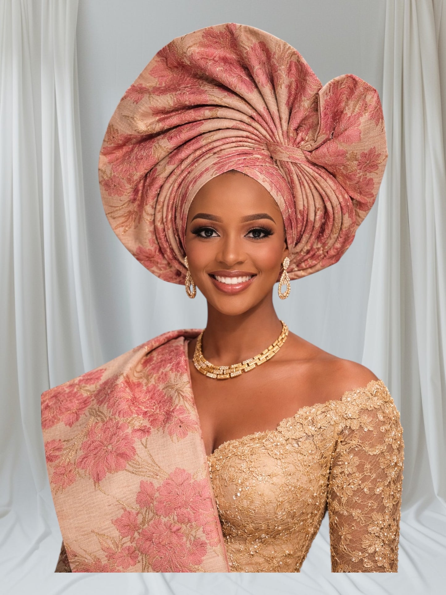 CRZ 2-in-1 Damask Brocade Auto Gele Set