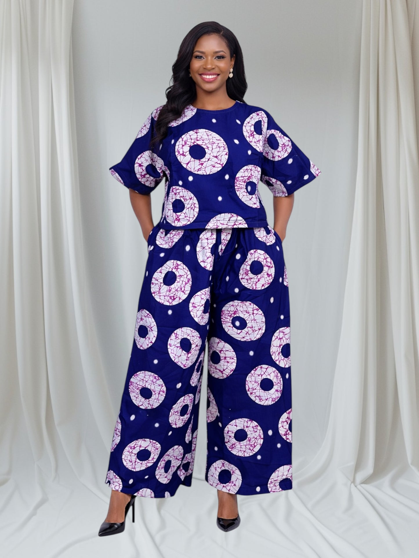 CRZ Ankara Crop Top With Palazzo Pant Trouser