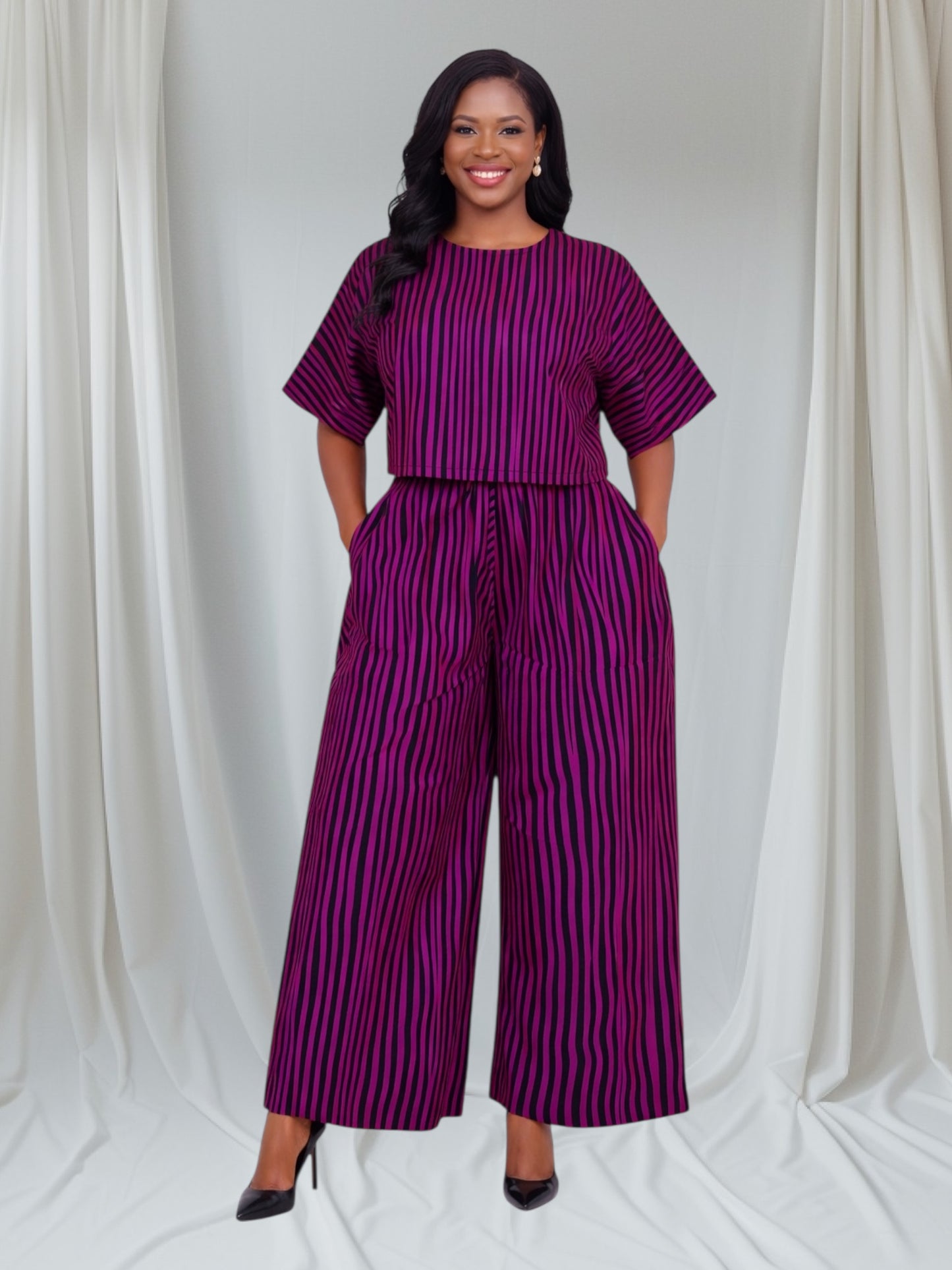 CRZ Ankara Crop Top With Palazzo Pant Trouser