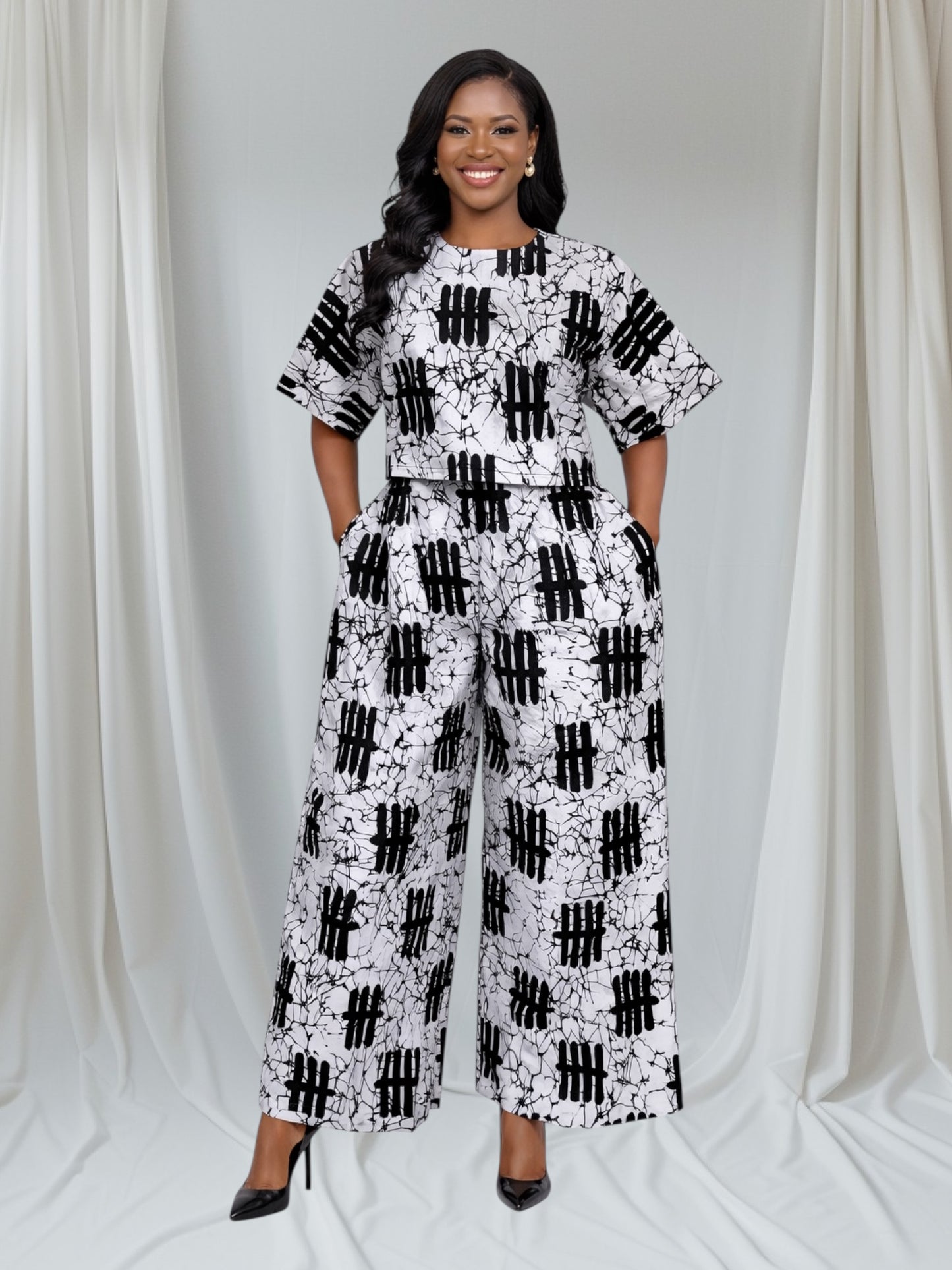 CRZ Ankara Crop Top With Palazzo Pant Trouser