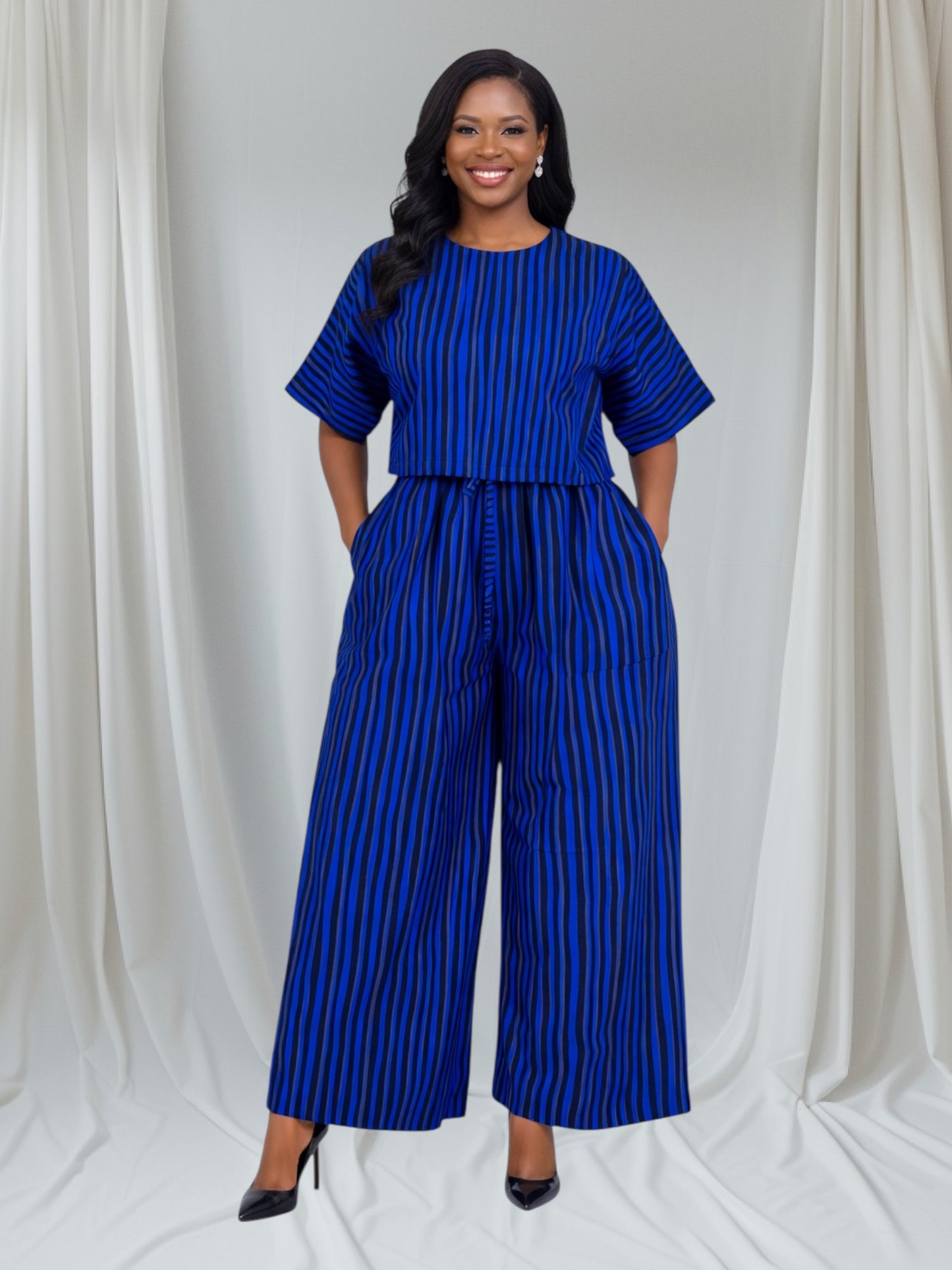 CRZ Ankara Crop Top With Palazzo Pant Trouser