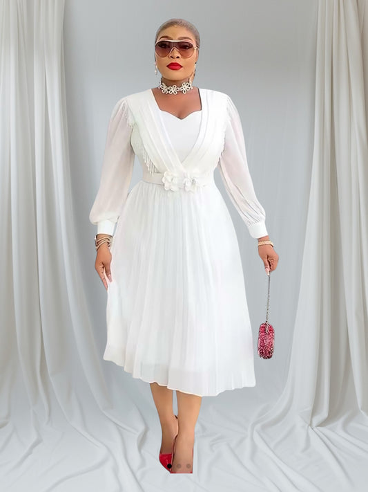 ART Pleated Midi Dress With Beaded Detailing
