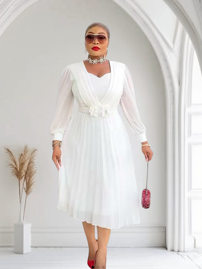 ART Pleated Midi Dress With Beaded Detailing