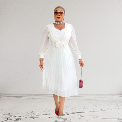 ART Pleated Midi Dress With Beaded Detailing
