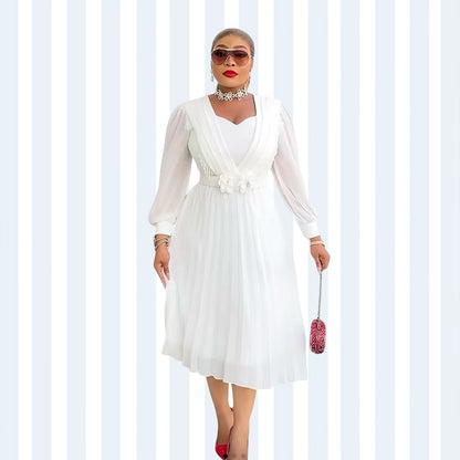 ART Pleated Midi Dress With Beaded Detailing