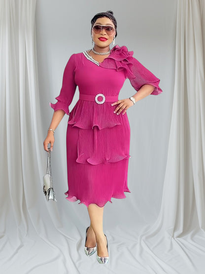 ART Elegant Ruffle Midi Dress