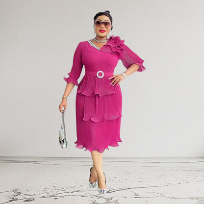 ART Elegant Ruffle Midi Dress