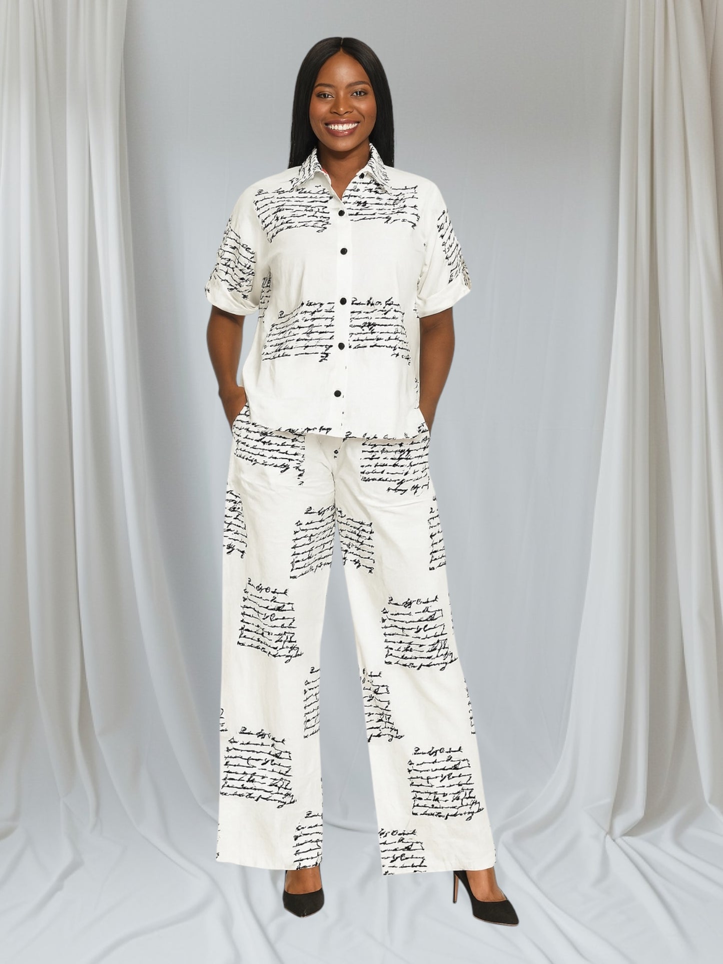 CRZ Elegant Top and Palazzo Pant Trouser Set