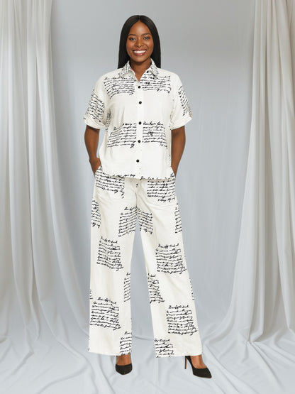 CRZ Elegant Top and Palazzo Pant Trouser Set