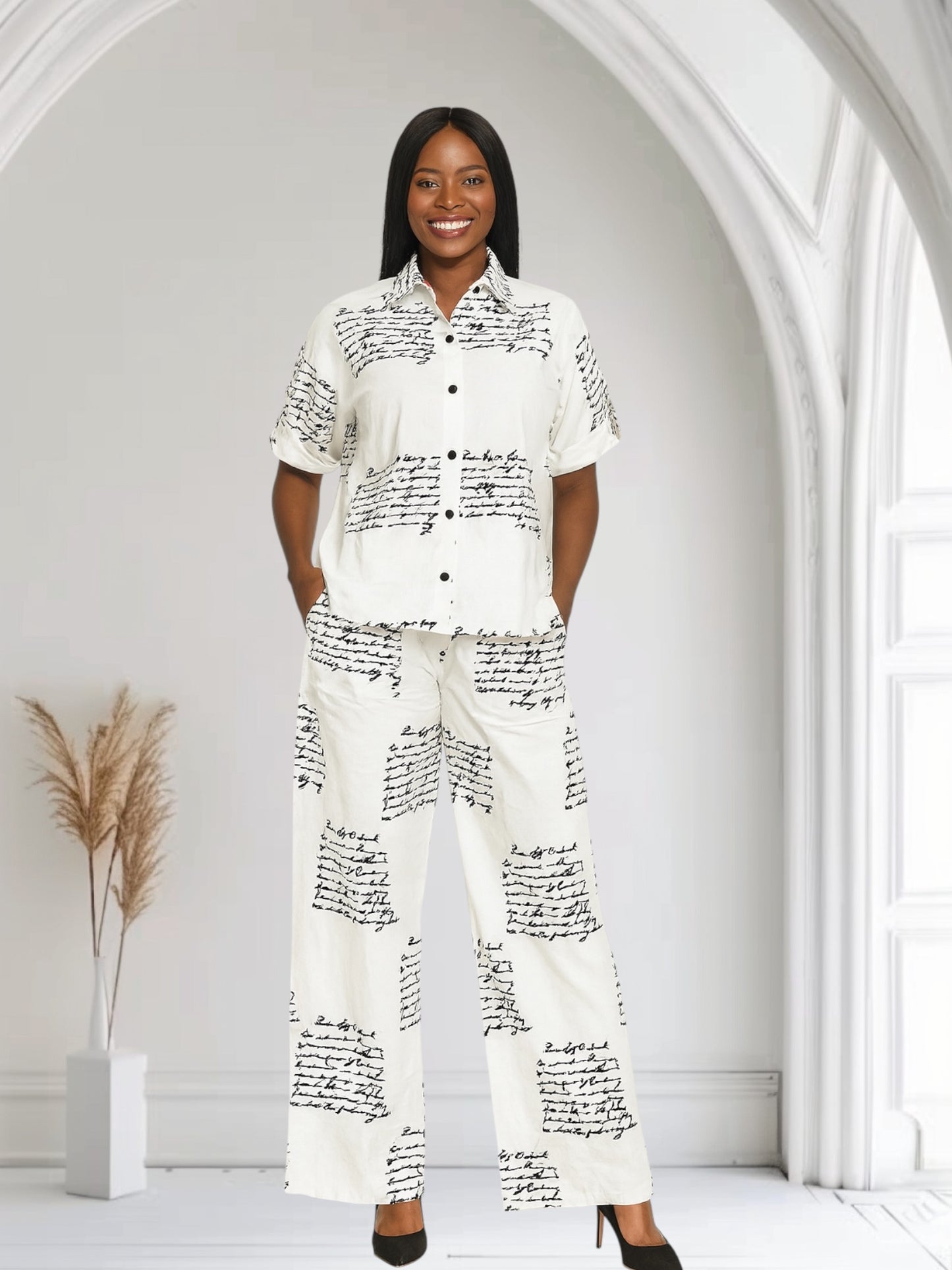 CRZ Elegant Top and Palazzo Pant Trouser Set