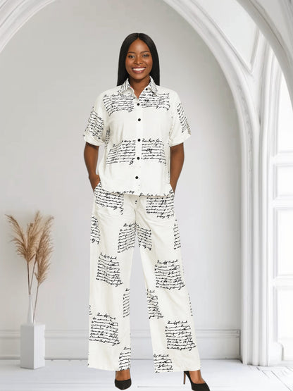 CRZ Elegant Top and Palazzo Pant Trouser Set