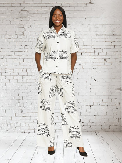 CRZ Elegant Top and Palazzo Pant Trouser Set
