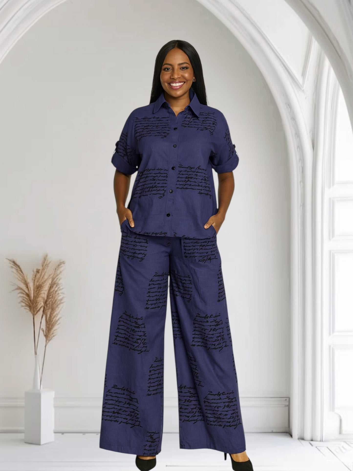 CRZ Elegant Top and Palazzo Pant Trouser Set