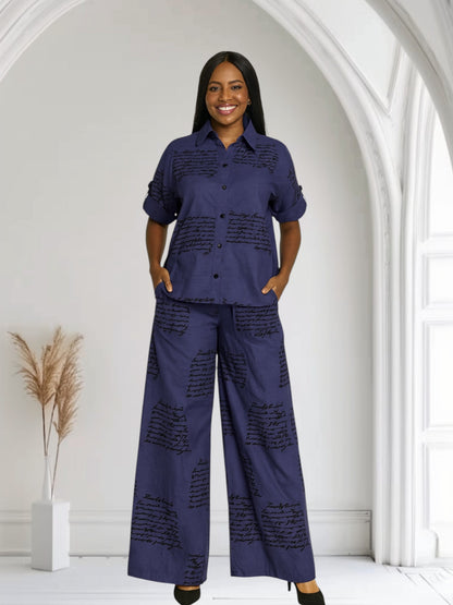 CRZ Elegant Top and Palazzo Pant Trouser Set