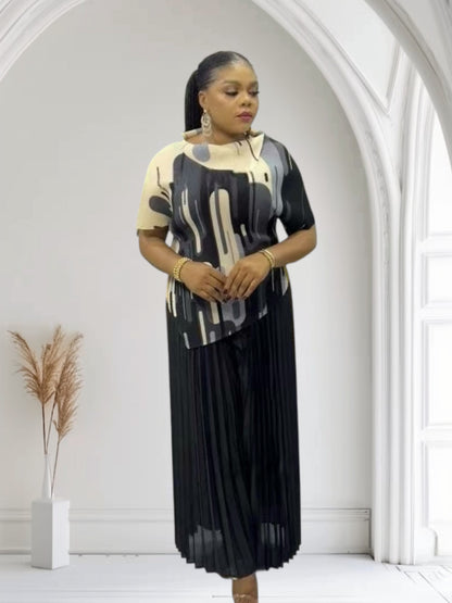 CRZ Miyaki Pleated Top and Pant Trouser 2PC Set