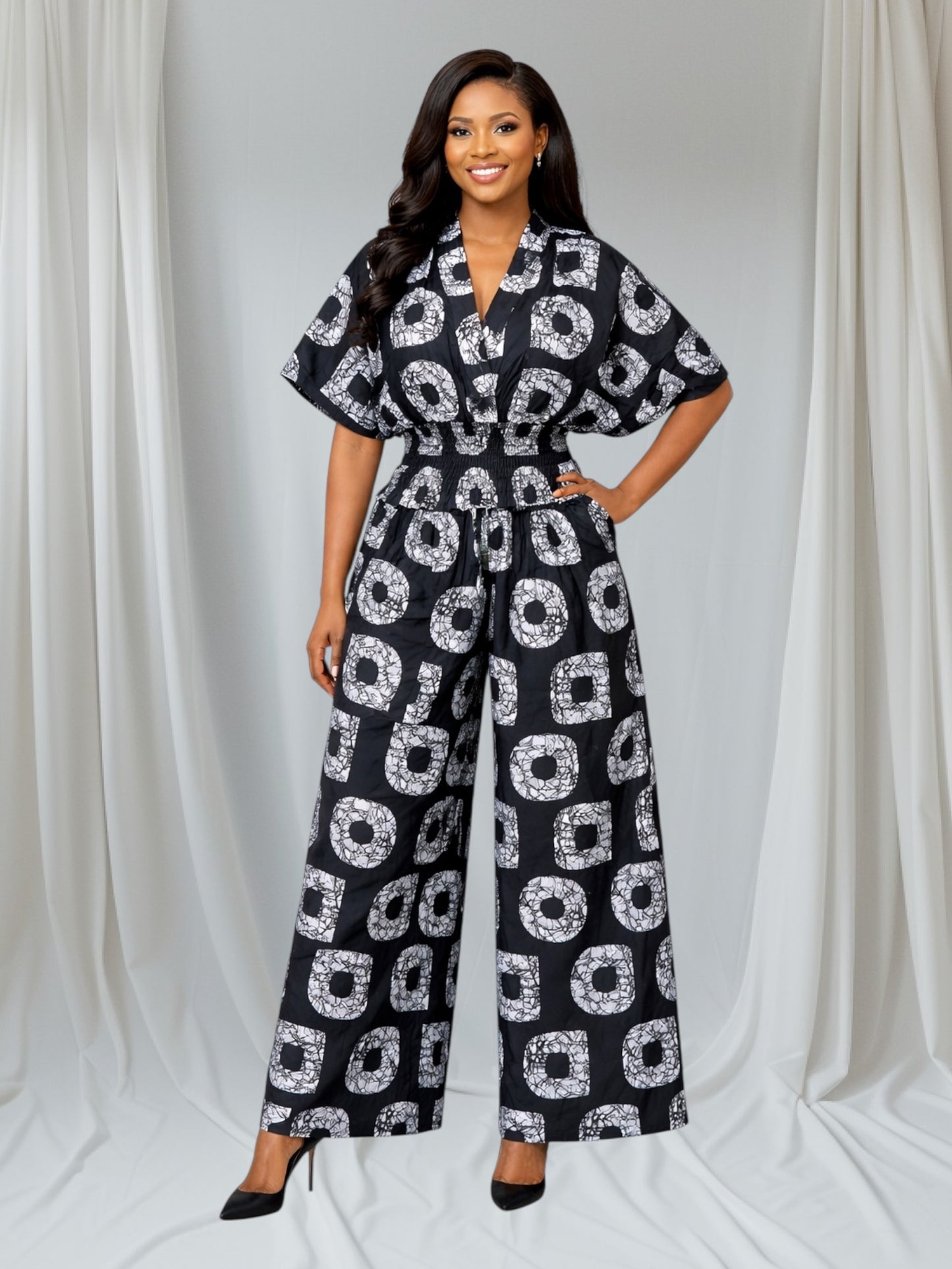 CRZ Vibrant Ankara Crop Top and Palazzo Trousers Set